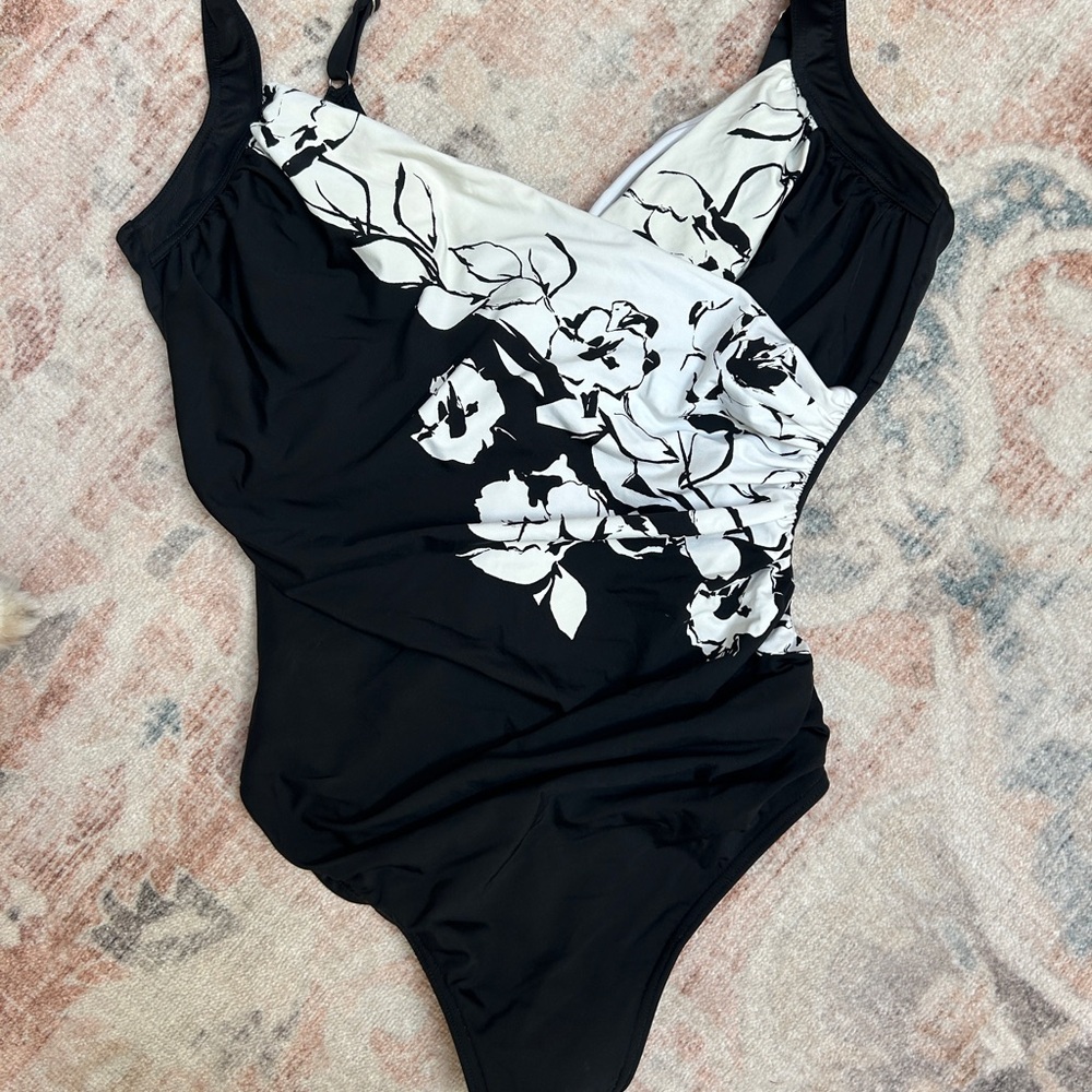 Miraclesuit Black and White Floral Swimsuit